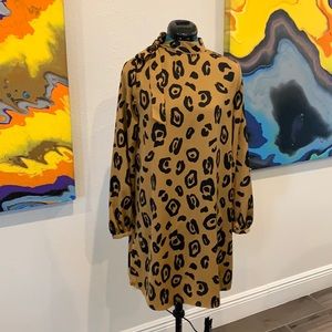 Who What Wear Leopard Long Sleeve Shift Dress